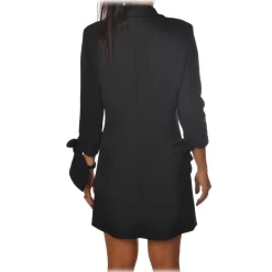 Elisabetta Franchi - Redingote Model with Double-Breasted Jacket - Black - Dress - Made in Italy - Luxury Exclusive Collection - Avvenice