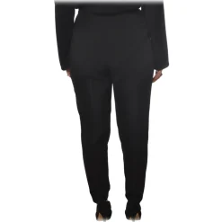 Elisabetta Franchi - Regular Waist Model with Zip - Black - Trousers - Made in Italy - Luxury Exclusive Collection - Avvenice