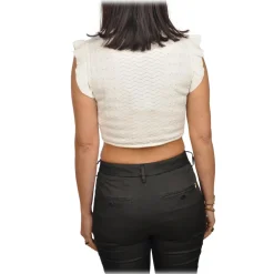 Elisabetta Franchi - Sangallo Lace Crop Top - White - Top - Made in Italy - Luxury Exclusive Collection - Avvenice