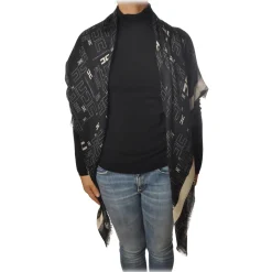 Elisabetta Franchi - Scarf in Logoed Pattern - Black - Scarf - Made in Italy - Luxury Exclusive Collection - Avvenice