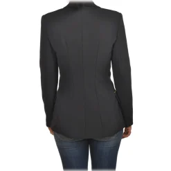 Elisabetta Franchi - Screwed Jacket with Gold Details - Black - Jacket - Made in Italy - Luxury Exclusive Collection - Avvenice