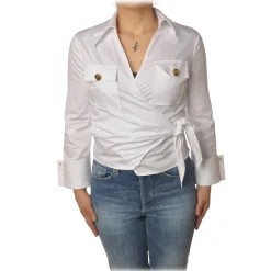 Elisabetta Franchi - Screwed Model Shirt - White - Shirt - Made in Italy - Luxury Exclusive Collection - Avvenice