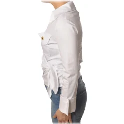 Elisabetta Franchi - Screwed Model Shirt - White - Shirt - Made in Italy - Luxury Exclusive Collection - Avvenice