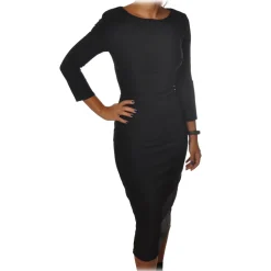 Elisabetta Franchi - Sheath Dress 3/4 Sleeve - Black - Dress - Made in Italy - Luxury Exclusive Collection - Avvenice