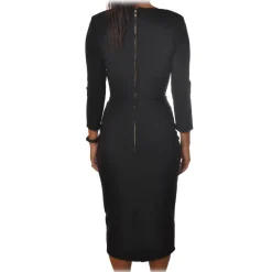 Elisabetta Franchi - Sheath Dress 3/4 Sleeve - Black - Dress - Made in Italy - Luxury Exclusive Collection - Avvenice