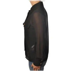 Elisabetta Franchi - Shirt with Long Sleeve - Black - Shirt - Made in Italy - Luxury Exclusive Collection - Avvenice