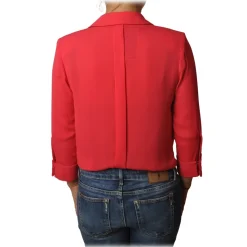 Elisabetta Franchi - Shirt with Wide V-Neckline - Red - Shirt - Made in Italy - Luxury Exclusive Collection - Avvenice
