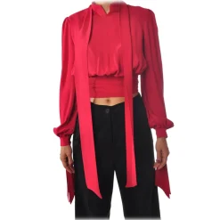 Elisabetta Franchi - Shirt with Sash Detail - Raspberry - Shirt - Made in Italy - Luxury Exclusive Collection - Avvenice