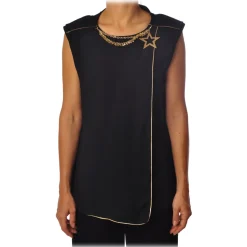 Elisabetta Franchi - Shirt with Star Necklace - Black - Top - Made in Italy - Luxury Exclusive Collection - Avvenice