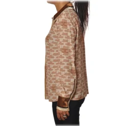 Elisabetta Franchi - Shirt with Long Sleeve - Camel - Shirt - Made in Italy - Luxury Exclusive Collection - Avvenice