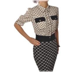 Elisabetta Franchi - Shirt with Short Sleeves - Cream - Shirt - Made in Italy - Luxury Exclusive Collection - Avvenice