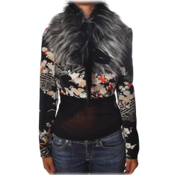 Elisabetta Franchi - Shirt with Removable Faux Fur Collar - Black - Shirt - Made in Italy - Luxury Exclusive Collection - Avvenice
