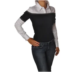 Elisabetta Franchi - Shirt Body - Black White - Shirt - Made in Italy - Luxury Exclusive Collection - Avvenice