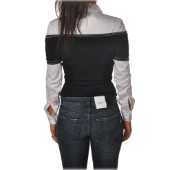 Elisabetta Franchi - Shirt Body - Black White - Shirt - Made in Italy - Luxury Exclusive Collection - Avvenice