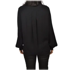 Elisabetta Franchi - Shirt with Gold Details Pockets - Black - Shirt - Made in Italy - Luxury Exclusive Collection - Avvenice