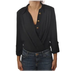 Elisabetta Franchi - Shirt with 3/4 Sleeve - Black - Shirt - Made in Italy - Luxury Exclusive Collection - Avvenice