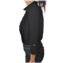 Elisabetta Franchi - Shirt with 3/4 Sleeve - Black - Shirt - Made in Italy - Luxury Exclusive Collection - Avvenice