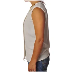 Elisabetta Franchi - Shirt with Star Necklace - Ivory - Top - Made in Italy - Luxury Exclusive Collection - Avvenice