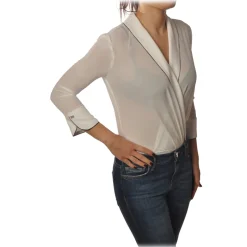 Elisabetta Franchi - Shirt with 3/4 Sleeve - White - Shirt - Made in Italy - Luxury Exclusive Collection - Avvenice