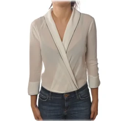 Elisabetta Franchi - Shirt with 3/4 Sleeve - White - Shirt - Made in Italy - Luxury Exclusive Collection - Avvenice