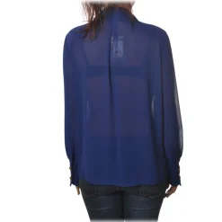 Elisabetta Franchi - Shirt with Long Sleeve - Blue - Shirt - Made in Italy - Luxury Exclusive Collection - Avvenice