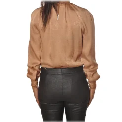 Elisabetta Franchi - Shirt with Long Sleeve - Camel - Shirt - Made in Italy - Luxury Exclusive Collection - Avvenice