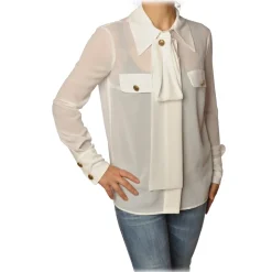 Elisabetta Franchi - Shirt with Long Sleeve - White - Shirt - Made in Italy - Luxury Exclusive Collection - Avvenice