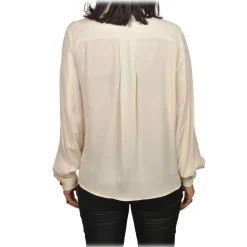 Elisabetta Franchi - Shirt with Gold Details Pockets - White - Shirt - Made in Italy - Luxury Exclusive Collection - Avvenice
