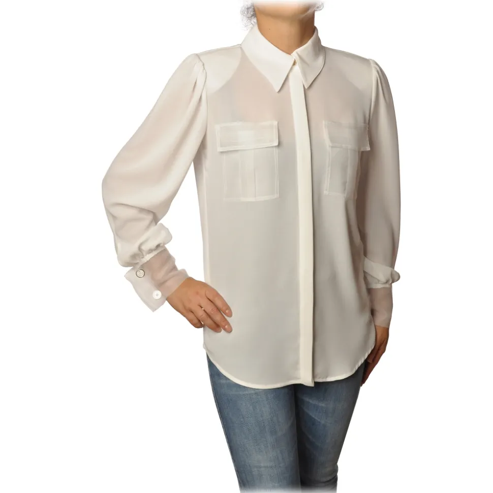 Elisabetta Franchi - Shirt with Long Sleeve - White - Shirt - Made in Italy - Luxury Exclusive Collection - Avvenice