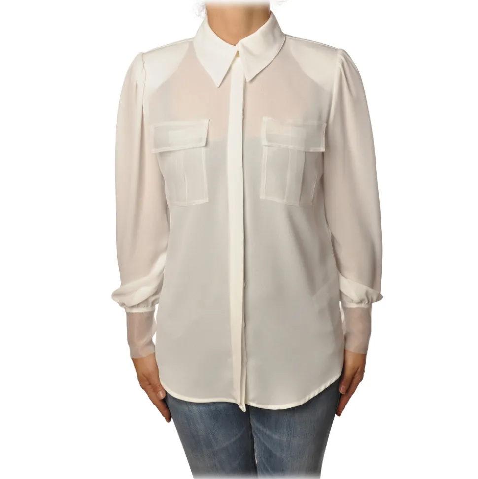 Elisabetta Franchi - Shirt with Long Sleeve - White - Shirt - Made in Italy - Luxury Exclusive Collection - Avvenice