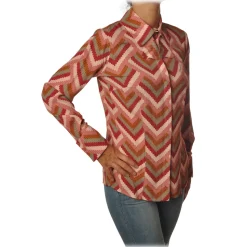 Elisabetta Franchi - Shirt in Geometric Pattern - Red/Pink - Shirt - Made in Italy - Luxury Exclusive Collection - Avvenice