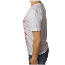 Elisabetta Franchi - Short Sleeve Round Neck T-Shirt Logo - White - T-Shirt - Made in Italy - Luxury Exclusive Collection - Avvenice