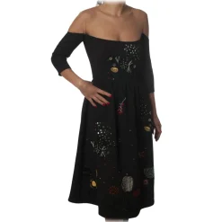 Elisabetta Franchi - Short Embroidered Dress - Black - Dress - Made in Italy - Luxury Exclusive Collection - Avvenice
