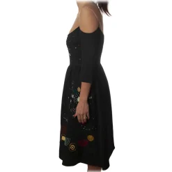 Elisabetta Franchi - Short Embroidered Dress - Black - Dress - Made in Italy - Luxury Exclusive Collection - Avvenice