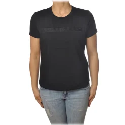 Elisabetta Franchi - Short Sleeve Round Neck T-Shirt Logo - Black - T-Shirt - Made in Italy - Luxury Exclusive Collection - Avvenice