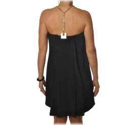 Elisabetta Franchi - Short Dress with Neck Detail - Black - Dress - Made in Italy - Luxury Exclusive Collection - Avvenice