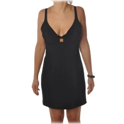 Elisabetta Franchi - Short Dress with Crossed Laces - Black - Dress - Made in Italy - Luxury Exclusive Collection - Avvenice