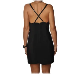 Elisabetta Franchi - Short Dress with Crossed Laces - Black - Dress - Made in Italy - Luxury Exclusive Collection - Avvenice