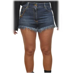 Elisabetta Franchi - Shorts with Gold Chain Detail - Blue - Trousers - Made in Italy - Luxury Exclusive Collection - Avvenice