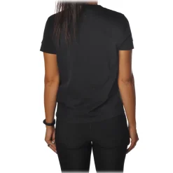 Elisabetta Franchi - Short Sleeve Round Neck T-Shirt Logo - Black - T-Shirt - Made in Italy - Luxury Exclusive Collection - Avvenice
