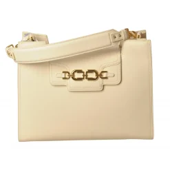 Elisabetta Franchi - Shoulder Bag in Eco-Leather with Gold Logo - Butter - Bag - Made in Italy - Luxury Exclusive Collection - Avvenice