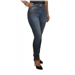 Elisabetta Franchi - Skinny Jeans with Gold Chain - Blue - Trousers - Made in Italy - Luxury Exclusive Collection - Avvenice