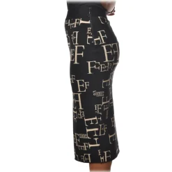 Elisabetta Franchi - Skirt in Logo Fantasy - Black/White - Skirt - Made in Italy - Luxury Exclusive Collection - Avvenice