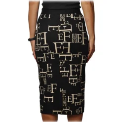 Elisabetta Franchi - Skirt in Logo Fantasy - Black/White - Skirt - Made in Italy - Luxury Exclusive Collection - Avvenice