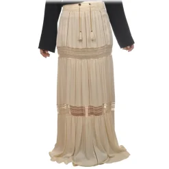 Elisabetta Franchi - Skirt with Lace Trimmings - Cream - Skirt - Made in Italy - Luxury Exclusive Collection - Avvenice