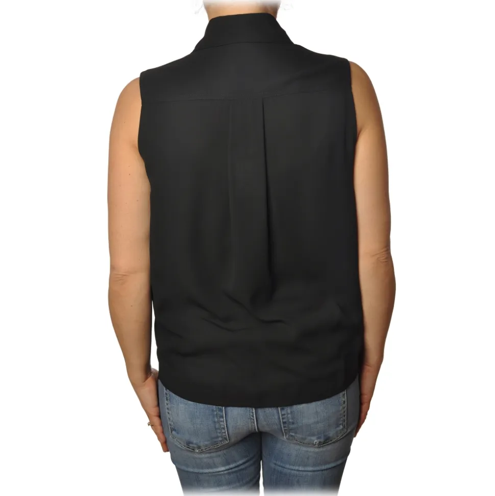 Elisabetta Franchi - Sleeveless Shirt with Closure - Black - Shirt - Made in Italy - Luxury Exclusive Collection - Avvenice