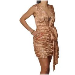 Elisabetta Franchi - Sleeveless Dress in Giraffe Fantasy - Dark Orange - Dress - Made in Italy - Luxury Exclusive Collection - Avvenice