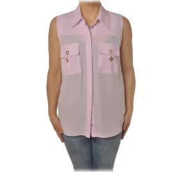 Elisabetta Franchi - Sleeveless Shirt with Closure - Lillac - Shirt - Made in Italy - Luxury Exclusive Collection - Avvenice