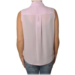 Elisabetta Franchi - Sleeveless Shirt with Closure - Lillac - Shirt - Made in Italy - Luxury Exclusive Collection - Avvenice
