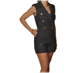 Elisabetta Franchi - Sleeveless Jumpsuit with Polka Dot - Black - Dress - Made in Italy - Luxury Exclusive Collection - Avvenice